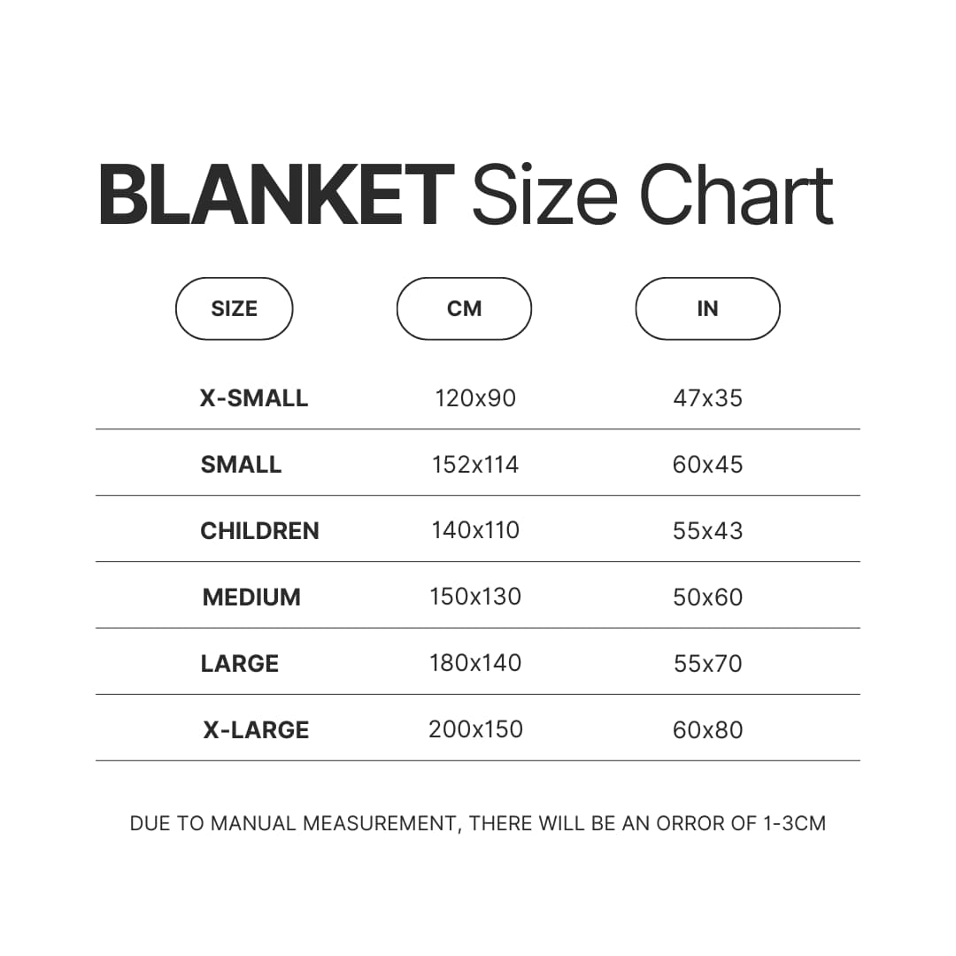 Blanket Size Chart - Ryan Trahan Shop