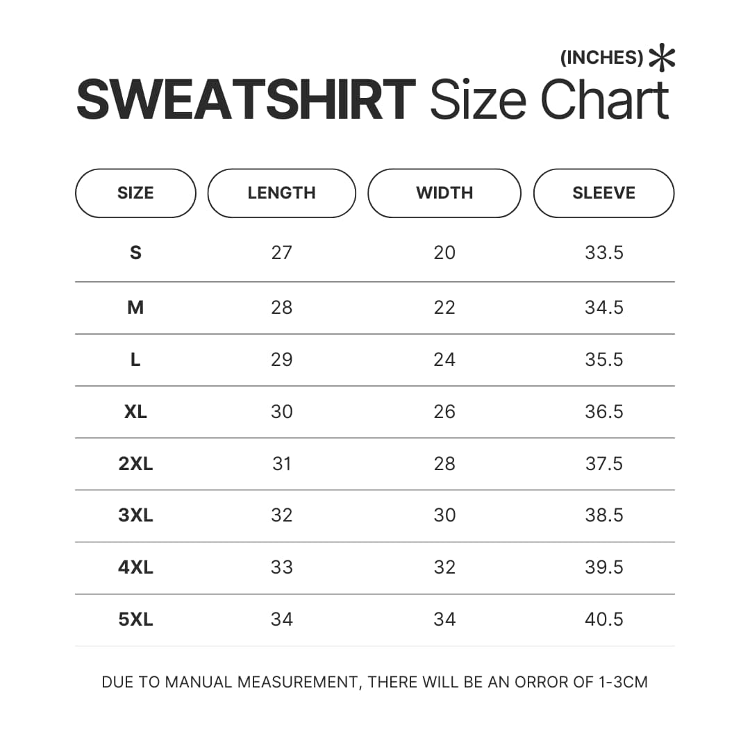 Sweatshirt Size Chart - Ryan Trahan Shop