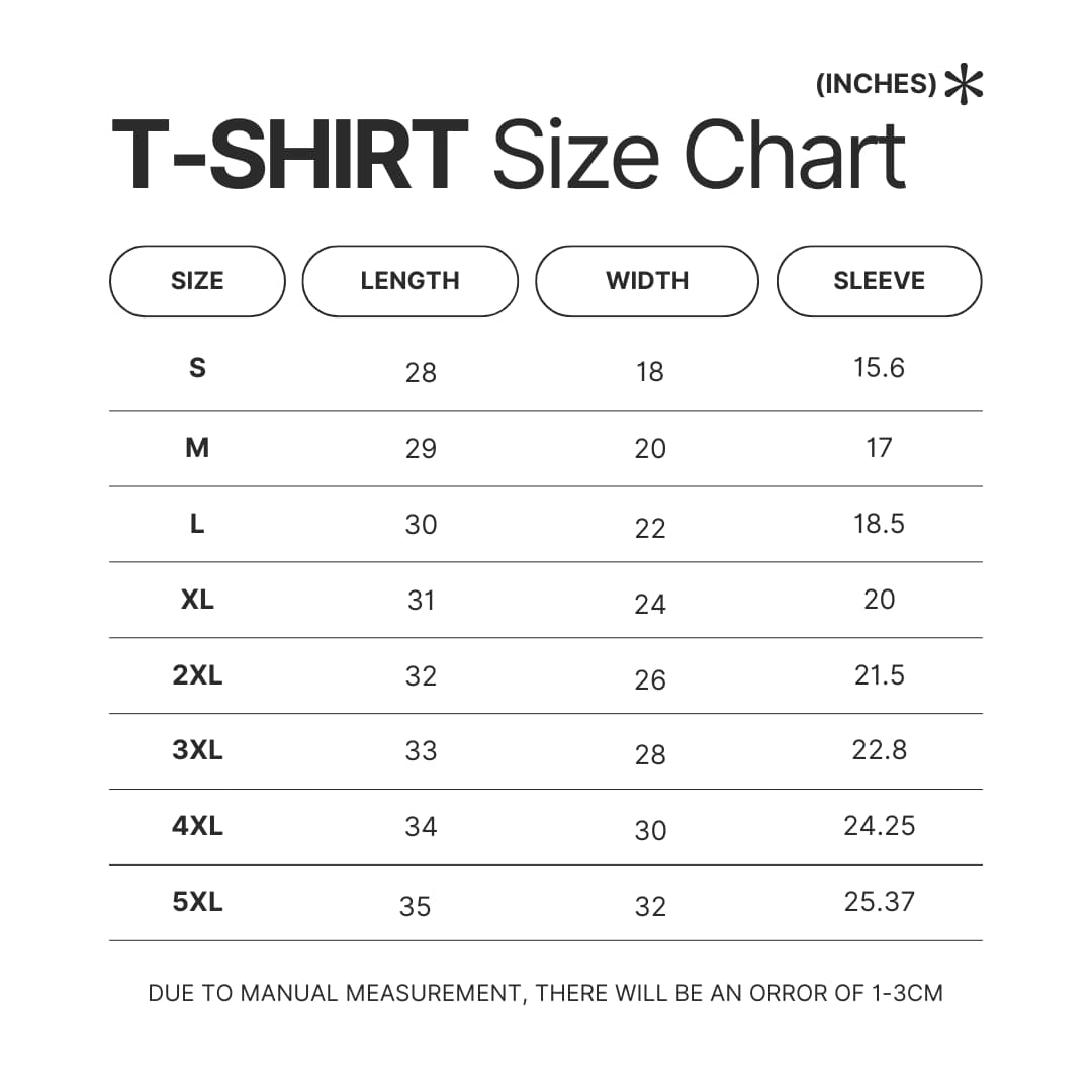 T shirt Size Chart - Ryan Trahan Shop