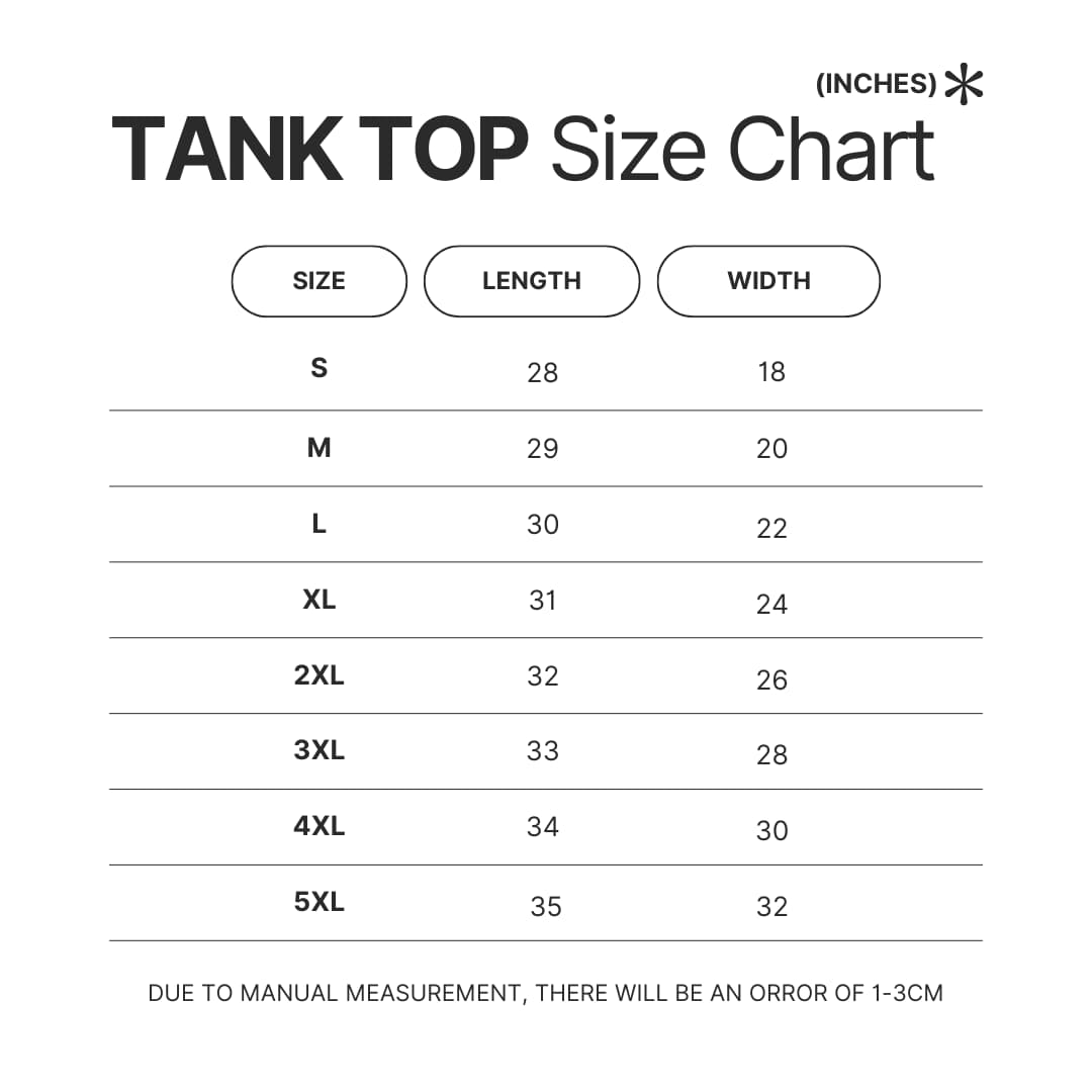 Tank Top Size Chart - Ryan Trahan Shop