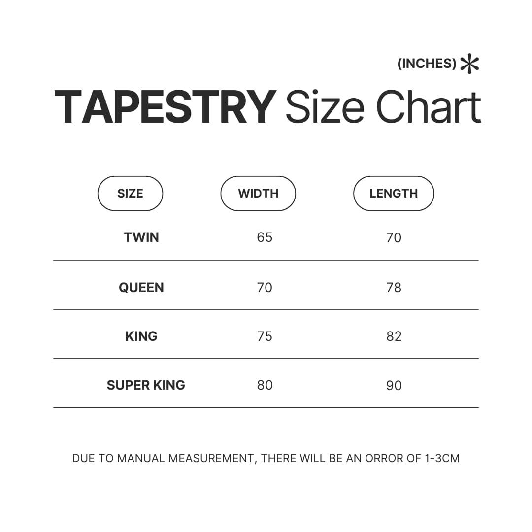 Tapestry Size Chart - Ryan Trahan Shop