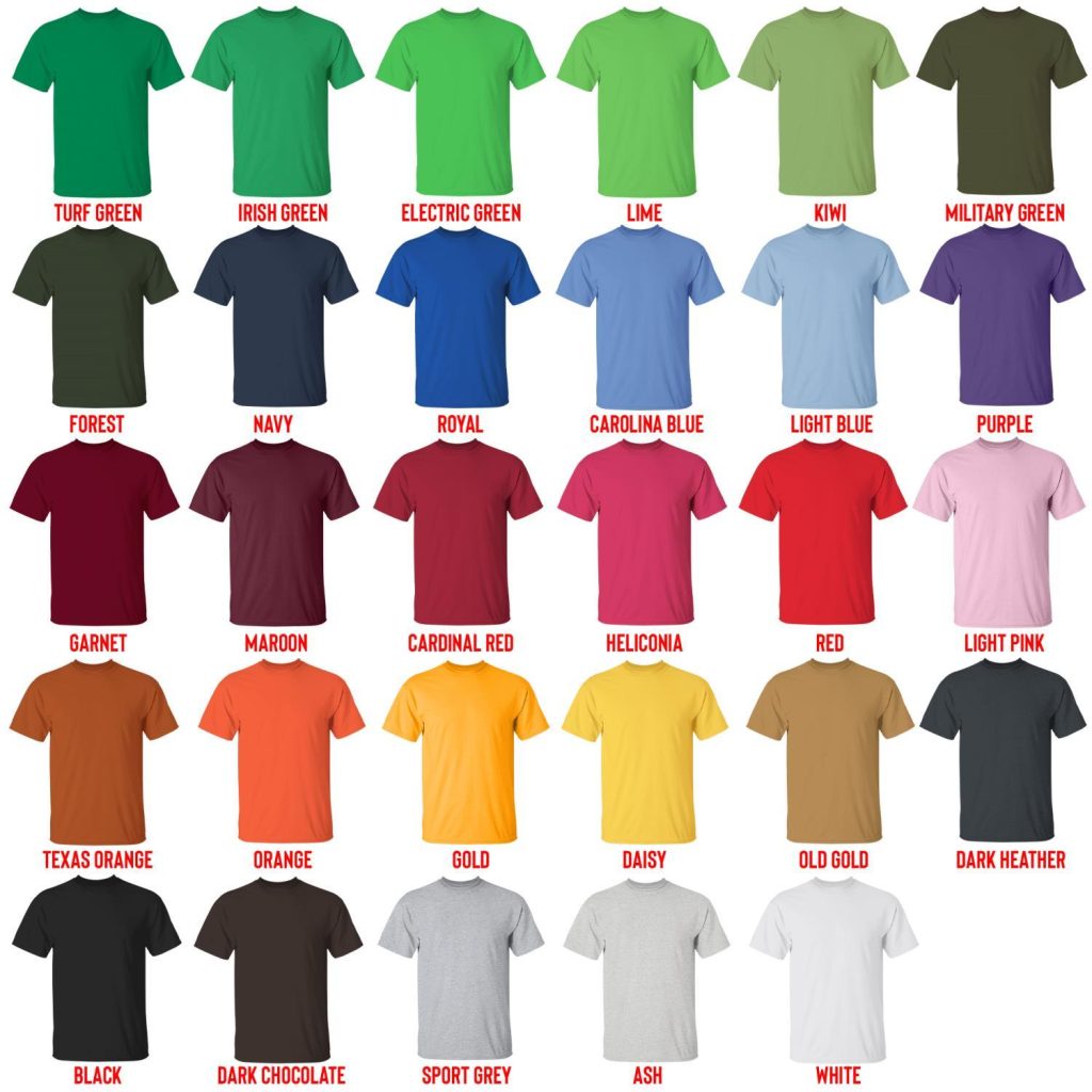 t shirt color chart - Ryan Trahan Shop